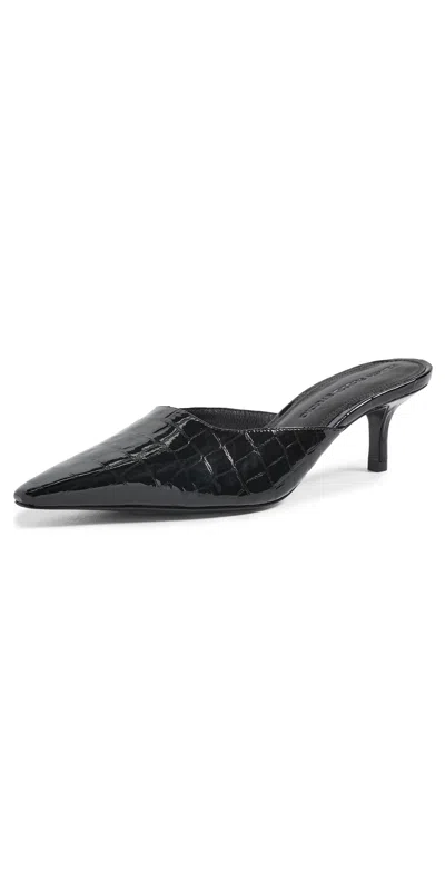 Black Suede Studio Riley 50 Heels Black Croc Patent Leather