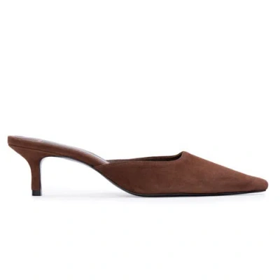 Black Suede Studio Riley 50 Suede Mule In Brown