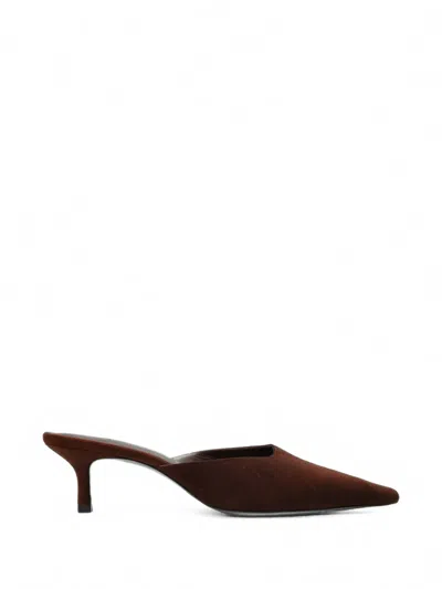 Black Suede Studio Riley Suede Mules In Brown