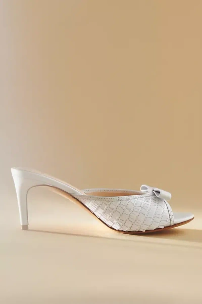 Black Suede Studio Rita Sequin Mule Heels In White