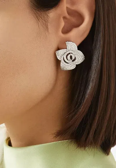 Black Suede Studio Rosa Crystal-embellished Earrings In Silver