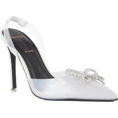 Black Suede Studio Rosalina Slingback Pump In White Patent/pvc