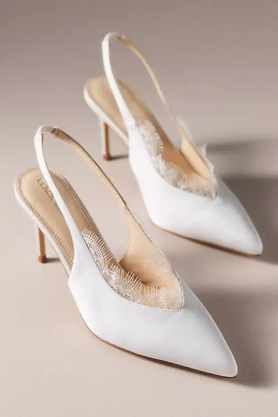 Black Suede Studio Royal Satin Lace Heels In White