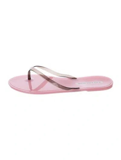 Pre-owned Black Suede Studio Rubber Flip Flops In Pink
