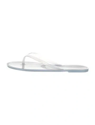 Pre-owned Black Suede Studio Rubber Striped Flip Flops In Blue