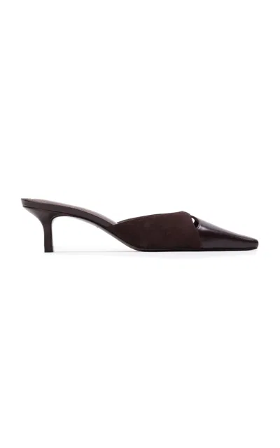 Black Suede Studio Rue Cheetah Pony Hair Mules In Brown