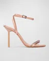 Black Suede Studio Rumi 100 Ankle Strap Sandal In Old Rose Satin, Crystal Embellisihed