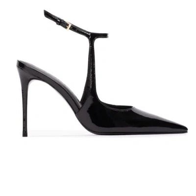 Black Suede Studio Runa 100 Pump In Black Patent Leather