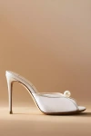 Black Suede Studio Sadie Mesh Pearl Mule Heels In White