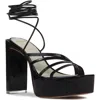 Black Suede Studio Sasha Platform Sandal In Black Patent Leather