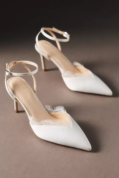Black Suede Studio Satin And Lace Pointed Toe Heels In White