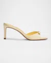 Black Suede Studio Satin Bow Stiletto Mule Sandals In Mint Satin
