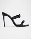 Black Suede Studio Chic Slide Sandal In Black Satin