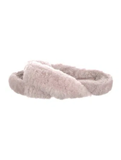 Pre-owned Black Suede Studio Shearling Slides In Pink