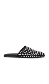 Black Suede Studio Shiloh Crystal Leather Slipper Mules In 黑色