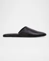 Black Suede Studio Shiloh Crystal Leather Slipper Mules In Black Leather