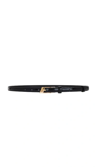 Black Suede Studio Slanted Belt In 黑色&金黄色