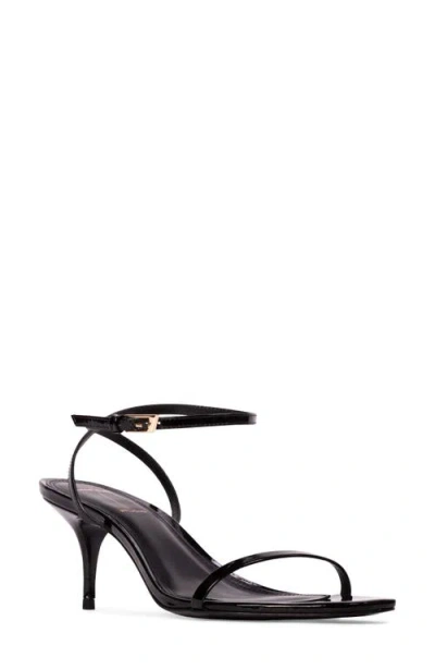 Black Suede Studio Slone Ankle Strap Sandal In Black Patent
