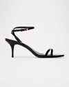 Black Suede Studio Slone Ankle Strap Sandal In Black Patent Leather