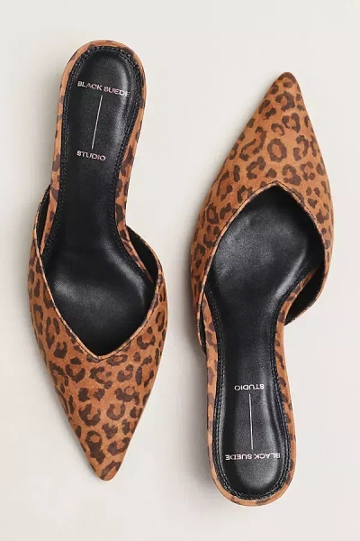 Black Suede Studio Sofia 35 Kitten-heel Mules In Brown