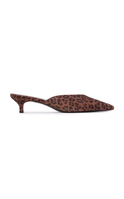 Black Suede Studio Sofia Leather Mules In Animal Print
