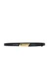 Black Suede Studio Solid Belt In 黑色&金黄色