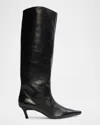 Black Suede Studio Stass Slouch Boot In Black Buffed Nappa