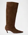 Black Suede Studio Stass Slouch Boot In Brown