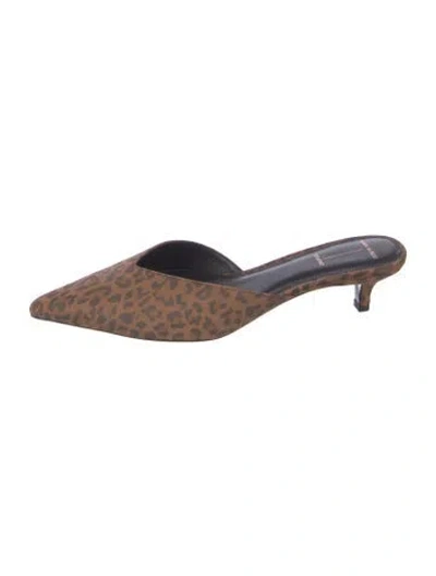 Pre-owned Black Suede Studio Suede Animal Print Mules In Brown