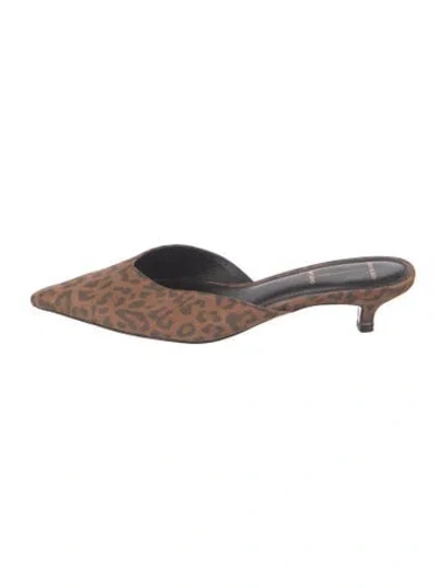 Pre-owned Black Suede Studio Suede Animal Print Mules In Multicolor