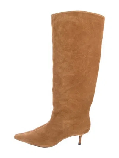 Pre-owned Black Suede Studio Suede Boots In Brown