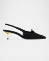 Black Suede Studio Adore Slingback Kitten Heel Pump In Black Kid Suede
