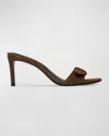 Black Suede Studio Lenny 65 Buckle Sandal In Brown Kid Suede