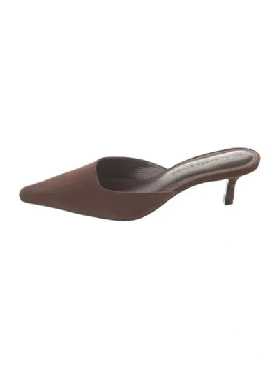 Pre-owned Black Suede Studio Suede Mules In Brown