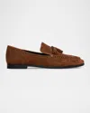 Black Suede Studio Suede Tassel Slip-on Loafers In Tobacco Kid Suede
