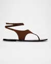 Black Suede Studio Suede Thong Flat Ankle-strap Sandals In Brown Suede