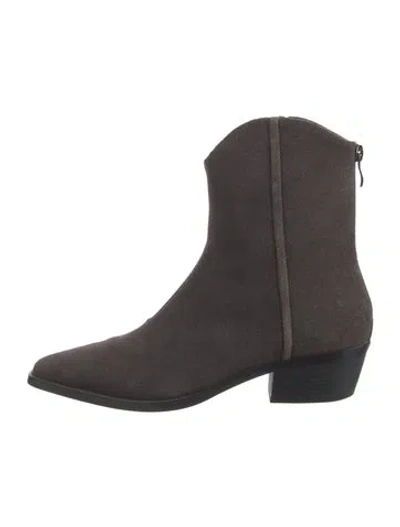 Pre-owned Black Suede Studio Suede Western Boots In Brown