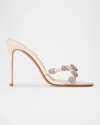 Black Suede Studio Summer Crystal Crisscross Slide Sandals In Coconut Leather