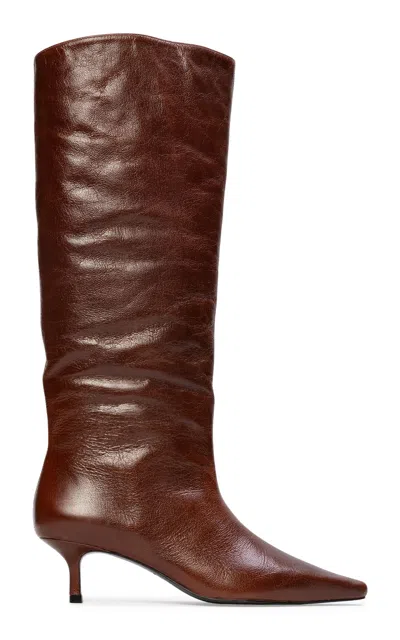 Black Suede Studio Sutton Leather Boots In Brown