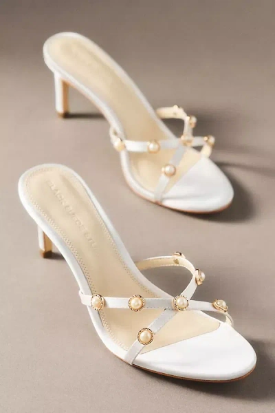 Black Suede Studio Taniana 70 Satin Heeled Sandals In White