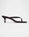 Black Suede Studio Tash Fabric Thong Slide Sandals In Black Satin