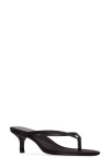 Black Suede Studio Tash Fabric Thong Slide Sandals In Black Satin