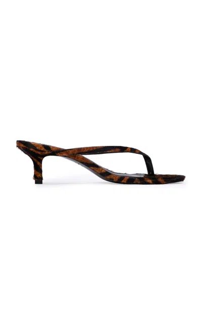 Black Suede Studio Tash Zebra Pony Hair Sandals In Brown