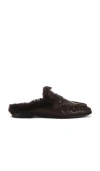 Black Suede Studio Theo Shearling Loafer Mules In Brown