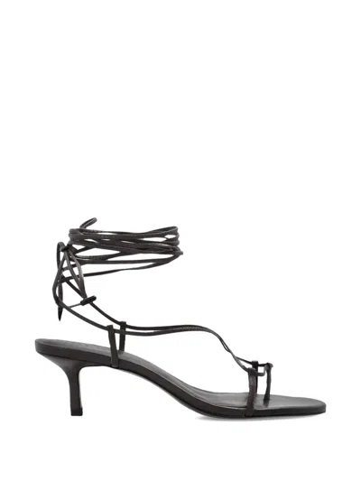 Black Suede Studio Tie-leg Heeled Sandals In Black