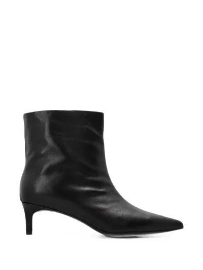Black Suede Studio Trina 50 Pointed-toe Ankle Boots In Black