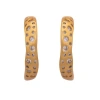 Black Suede Studio Wave Earring In Gold