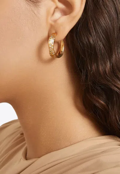 Black Suede Studio Wave Wavey Shaped Hoop Earrings In Gold