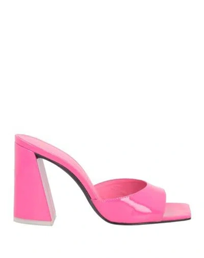 Black Suede Studio Woman Sandals Fuchsia Size 8 Leather In Pink