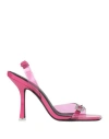 Black Suede Studio Woman Sandals Fuchsia Size 8 Pvc - Polyvinyl Chloride, Leather